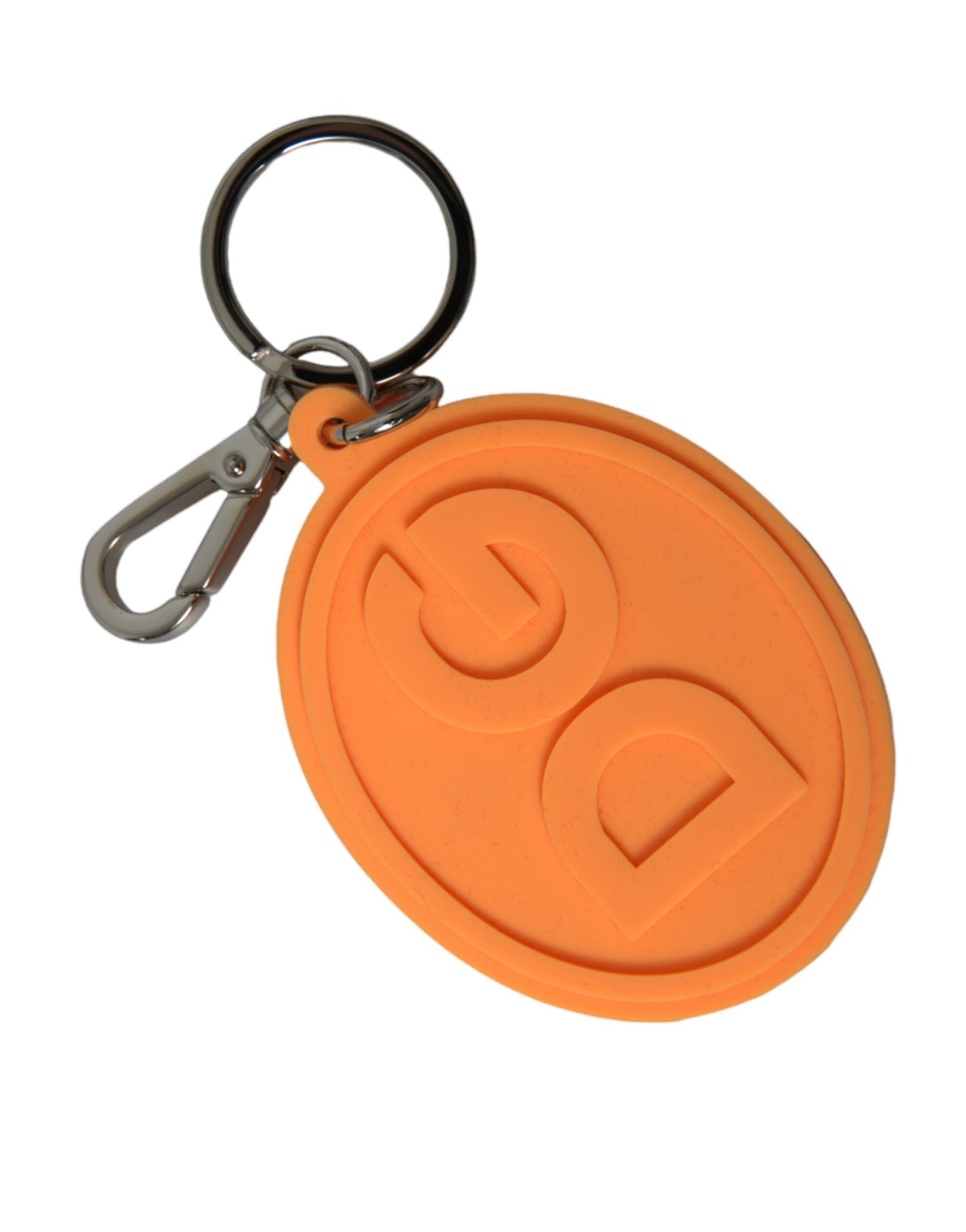 Dolce & Gabbana Elegant Orange Charm Keyring with Silver Detail