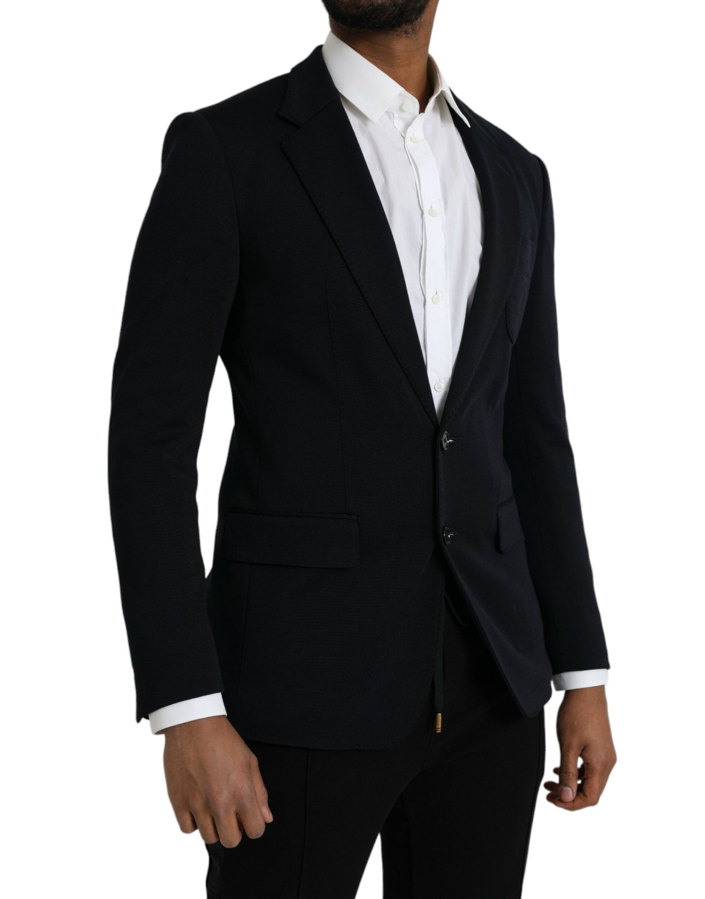 Dolce & Gabbana Black Wool Notch Single Breasted Coat Blazer