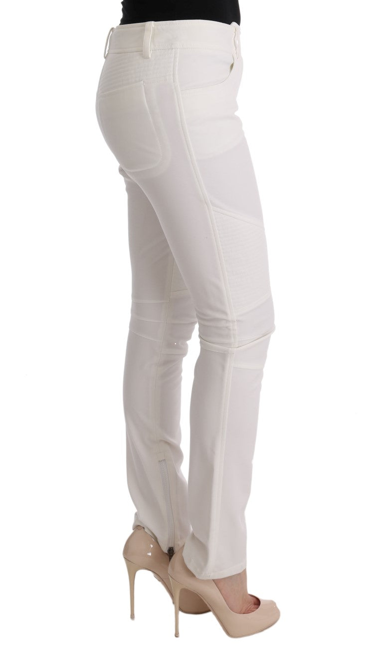 Ermanno Scervino Chic White Slim Fit Cotton Pants