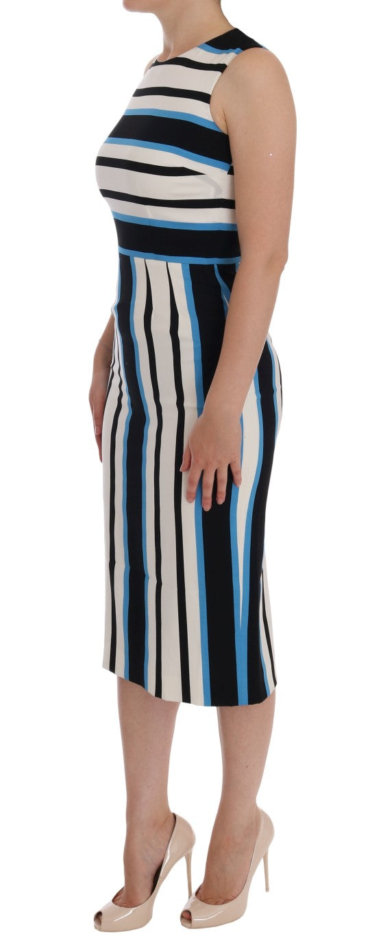 Dolce & Gabbana Chic Striped Silk Sheath Dress