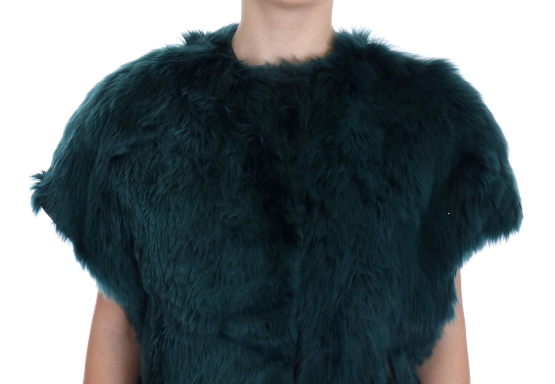 Dolce & Gabbana Exquisite Green Alpaca Fur Long Vest