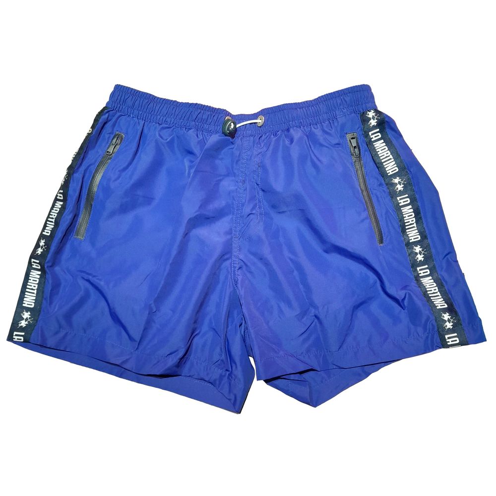 La Martina Blue Polyester Men Swim Trunk