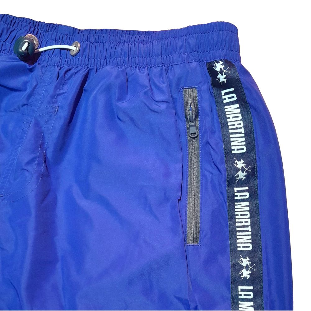 La Martina Blue Polyester Men Swim Trunk