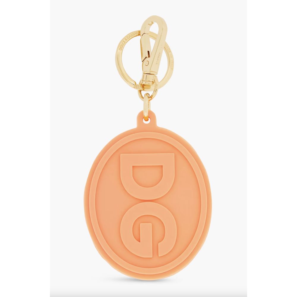 Dolce & Gabbana Elegant Orange Keychain with Gold Hardware