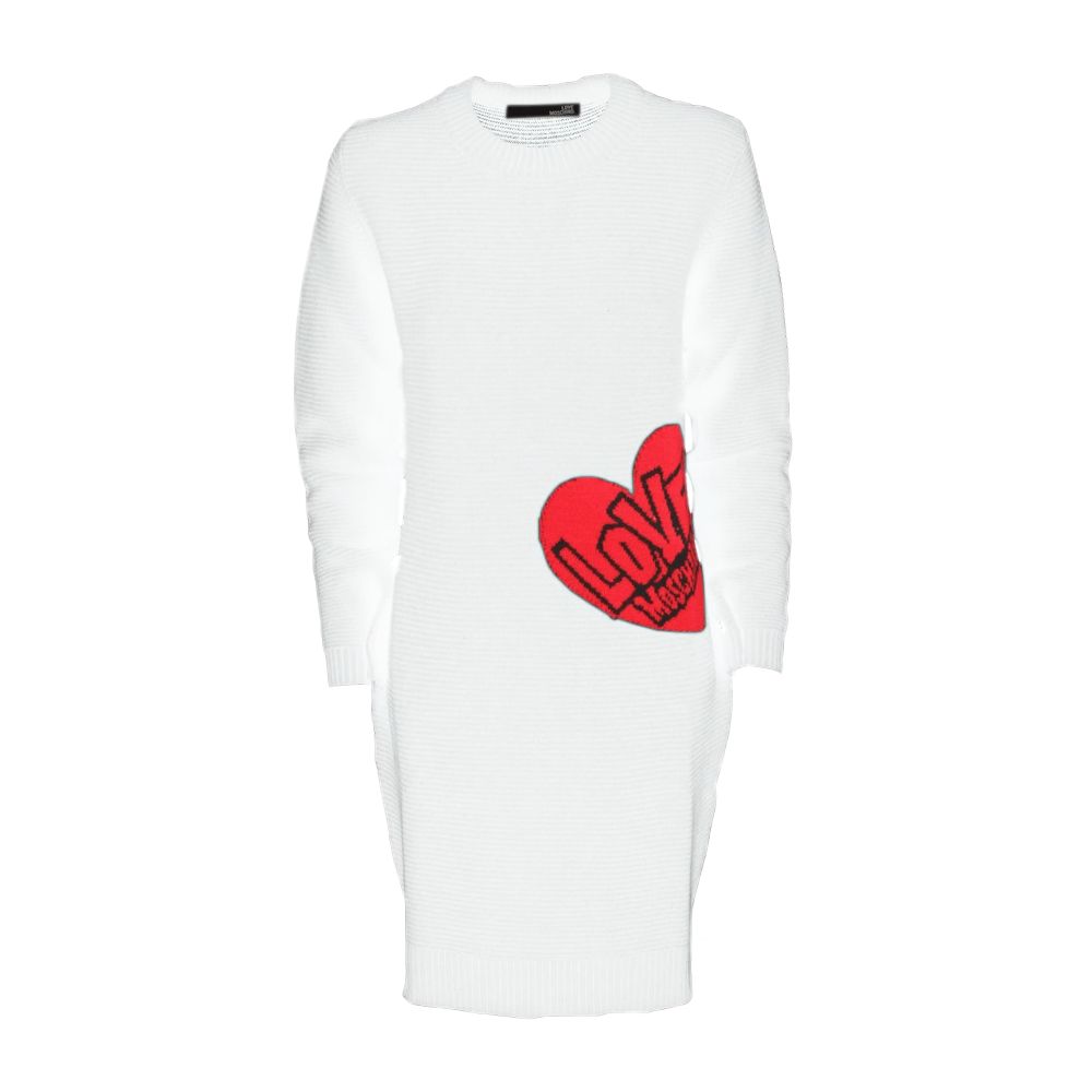 Love Moschino Chic Heart Pattern Knit Dress in White