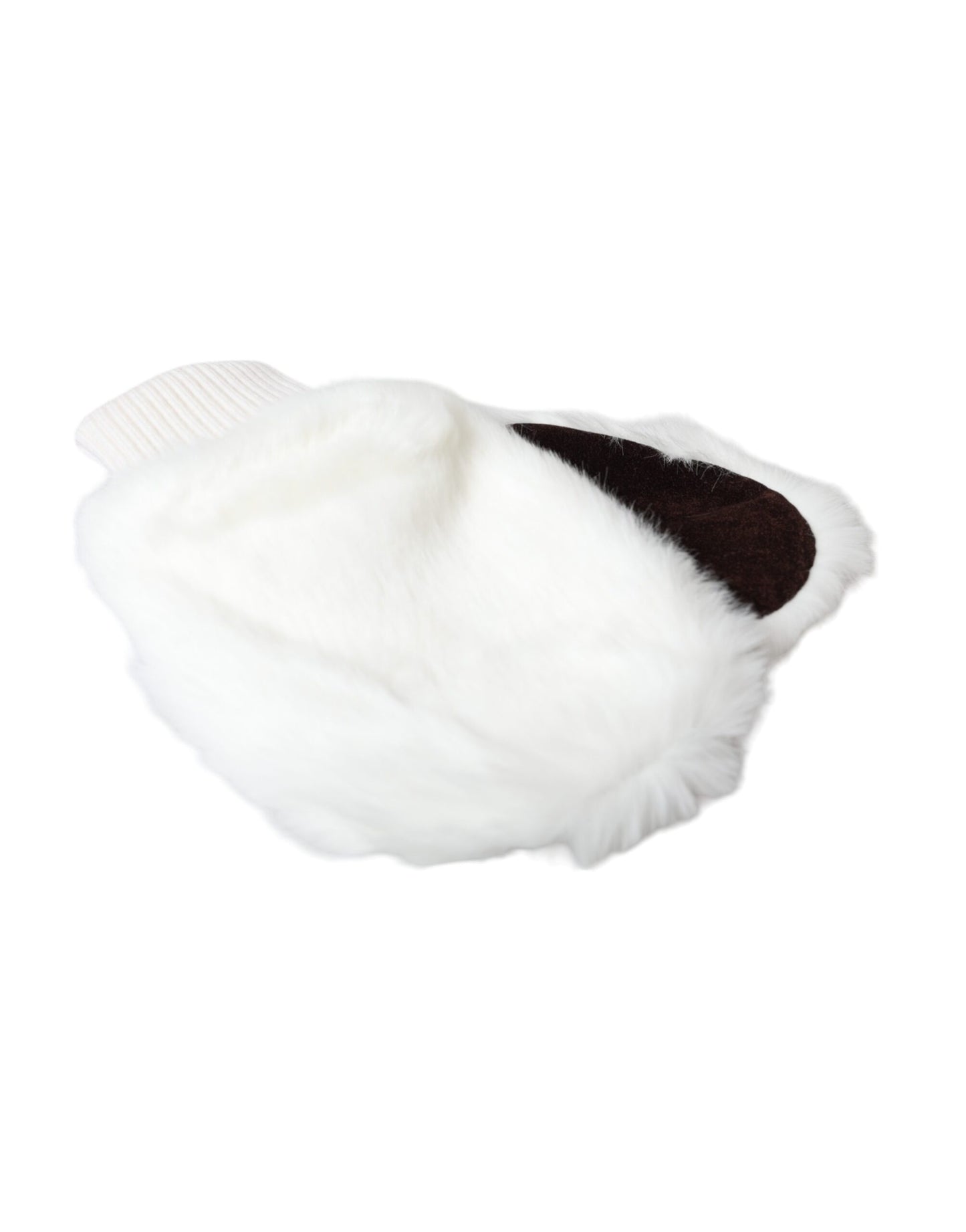 Dolce & Gabbana White Acrylic Knitted Fur Wrist Mitten Gloves