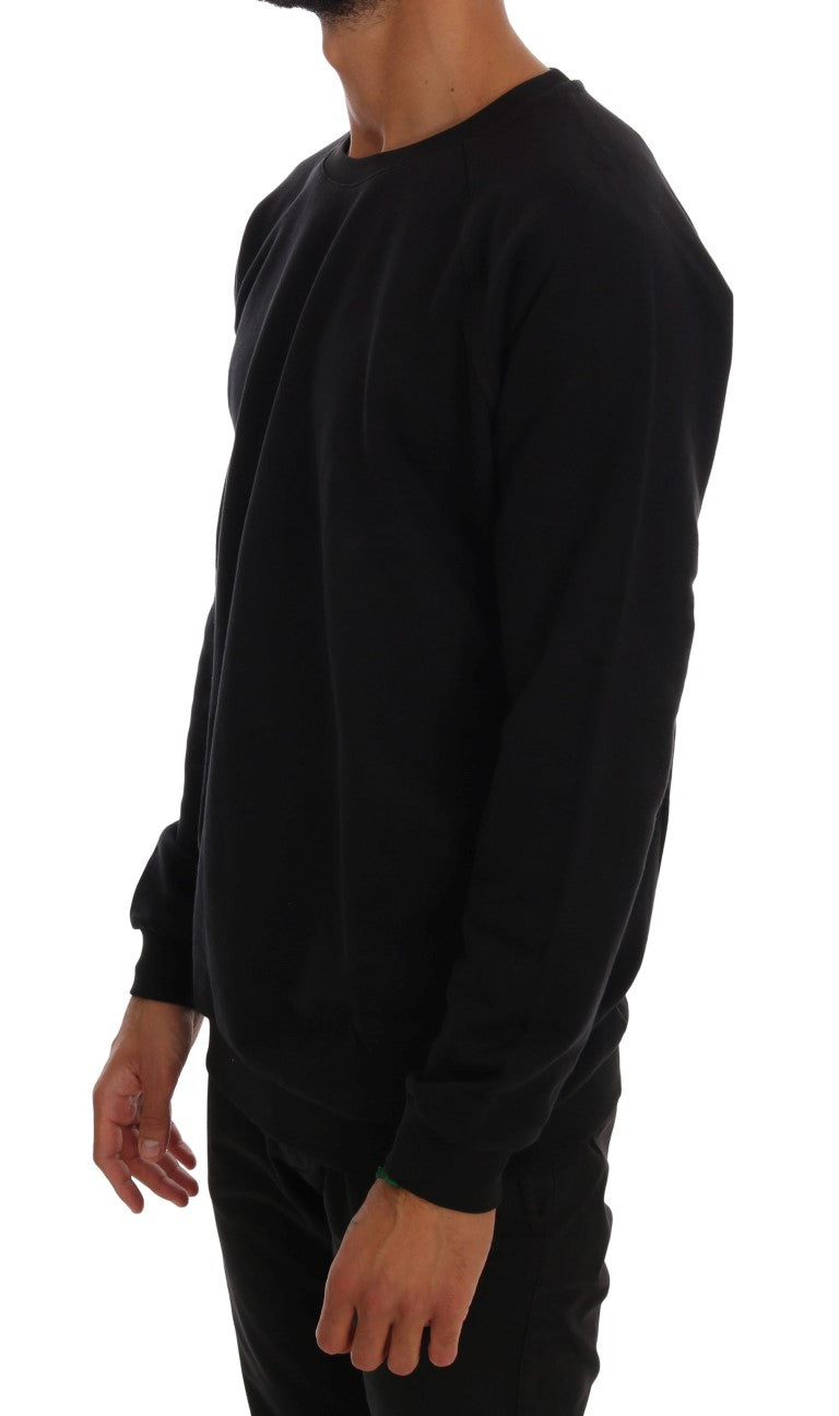 Daniele Alessandrini Elegant Black Cotton Crewneck Sweater