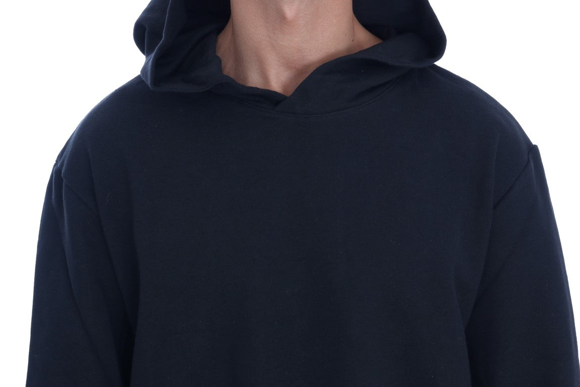 Daniele Alessandrini Elegant Black Cotton Hooded Sweater