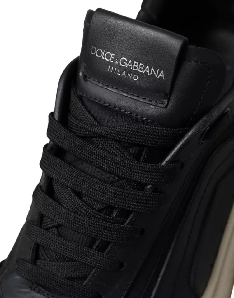 Dolce & Gabbana Black Leather DAYMASTER Mens Sneakers Shoes