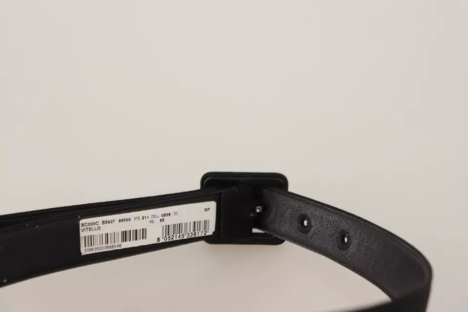 Dolce & Gabbana Black Velvet Leather Logo Waist Buckle Belt