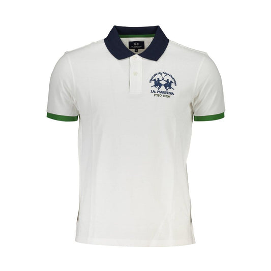 La Martina White Cotton Men Polo Shirt