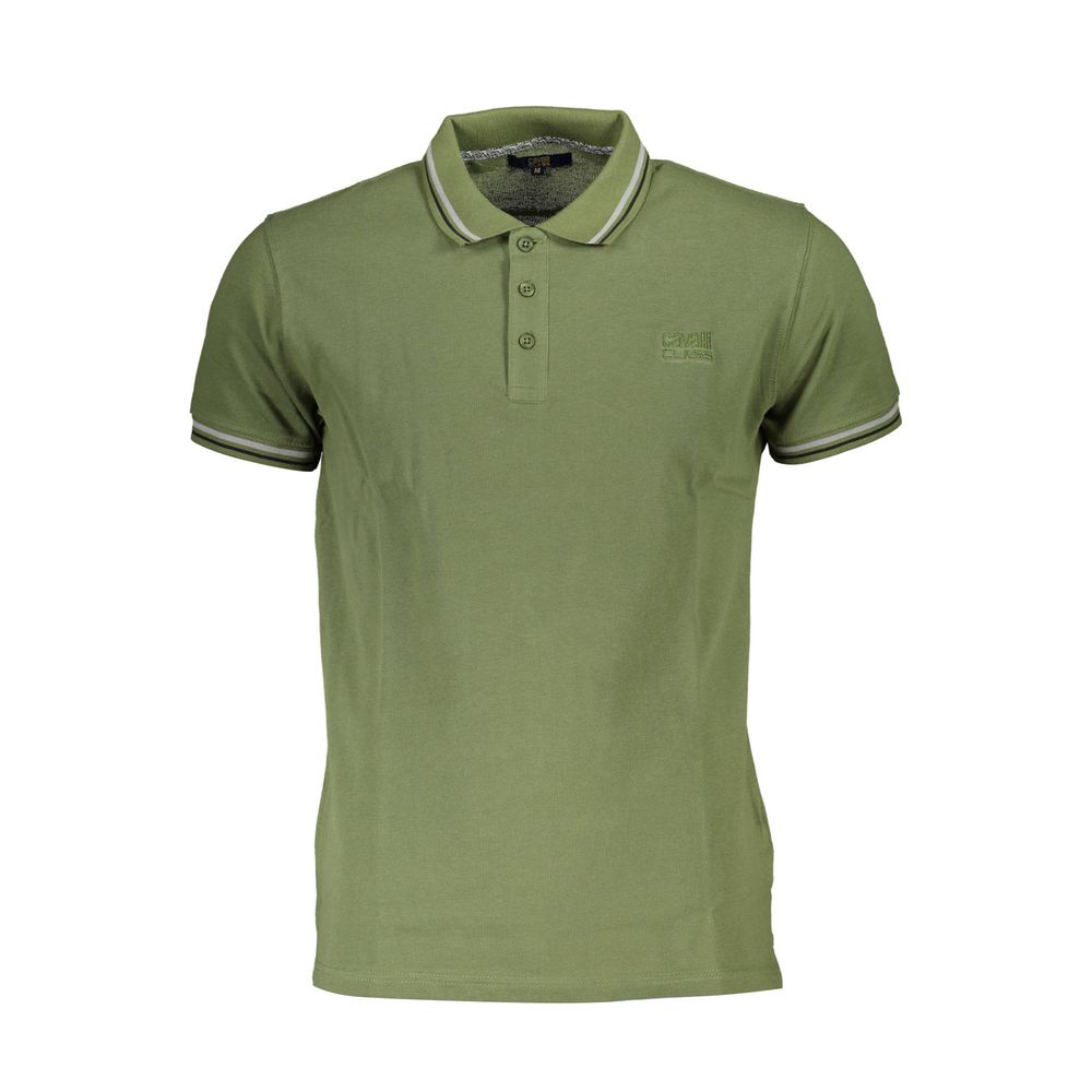 Cavalli Class Green Cotton Polo Shirt