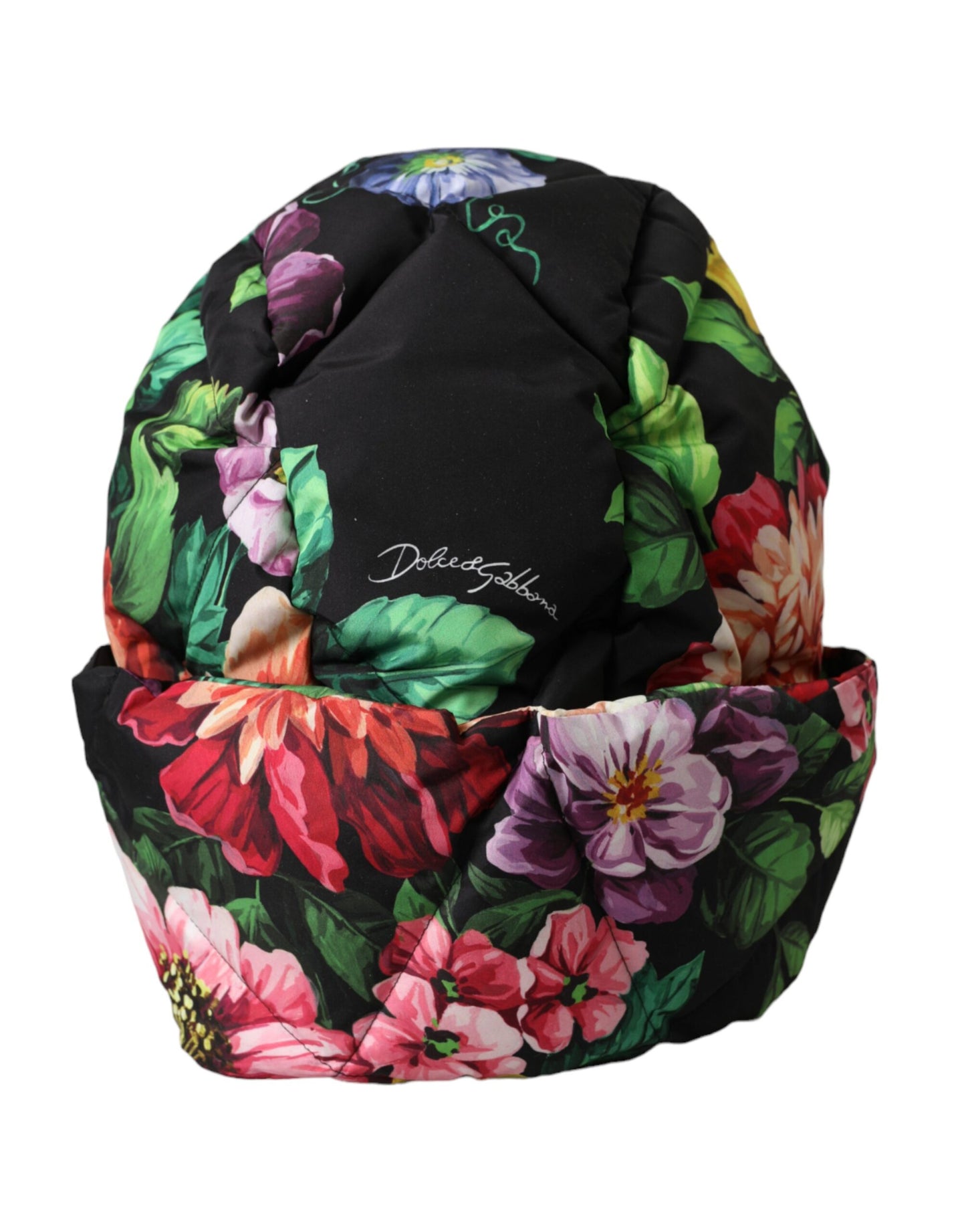 Dolce & Gabbana Black Floral Print Whole Head Wrap Hat