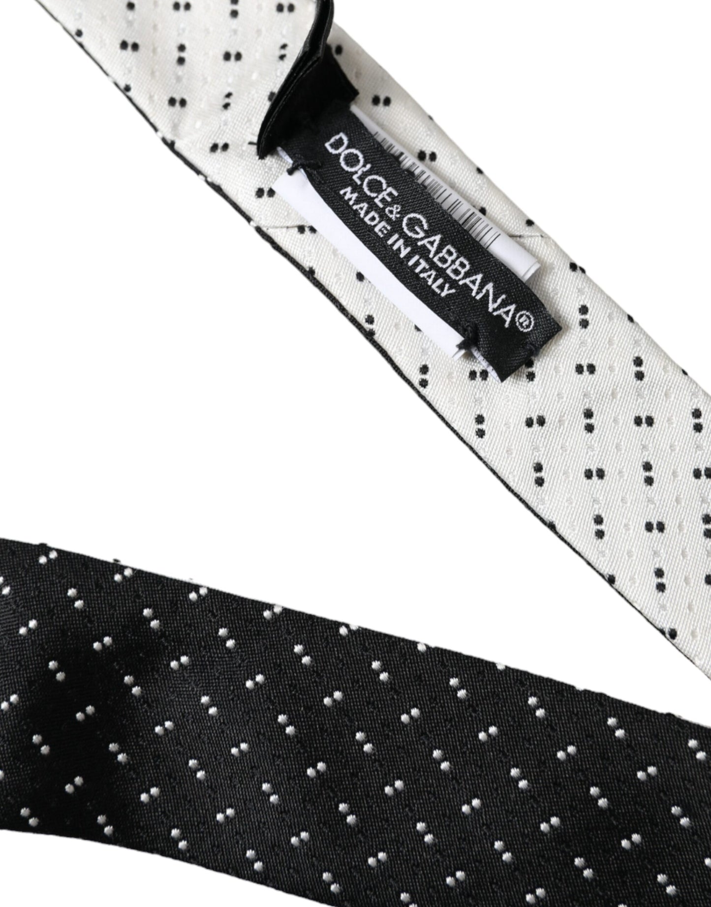 Dolce & Gabbana Black White Patterned Adjustable Tie