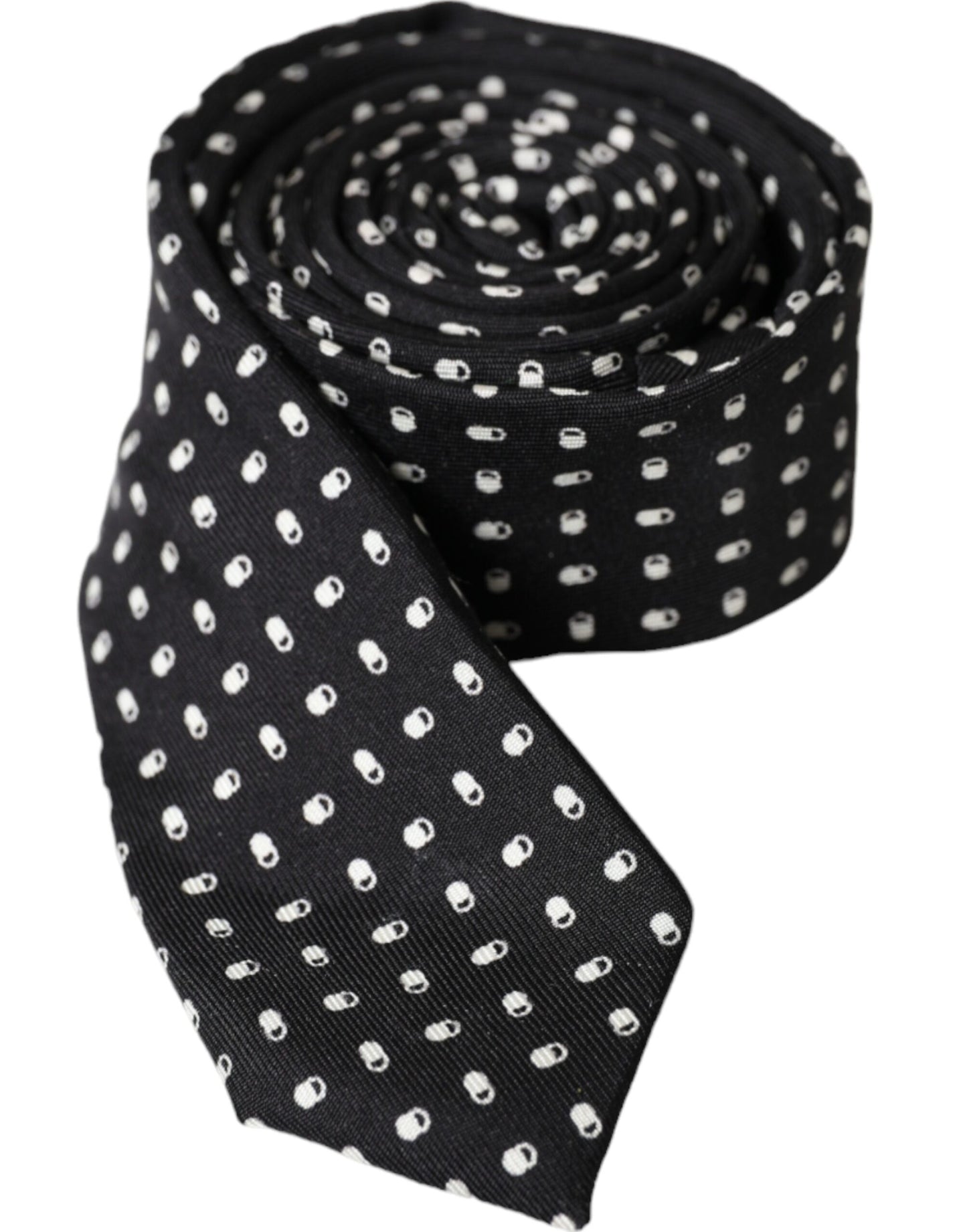 Dolce & Gabbana Black Patterned 100%Silk Adjustable Tie