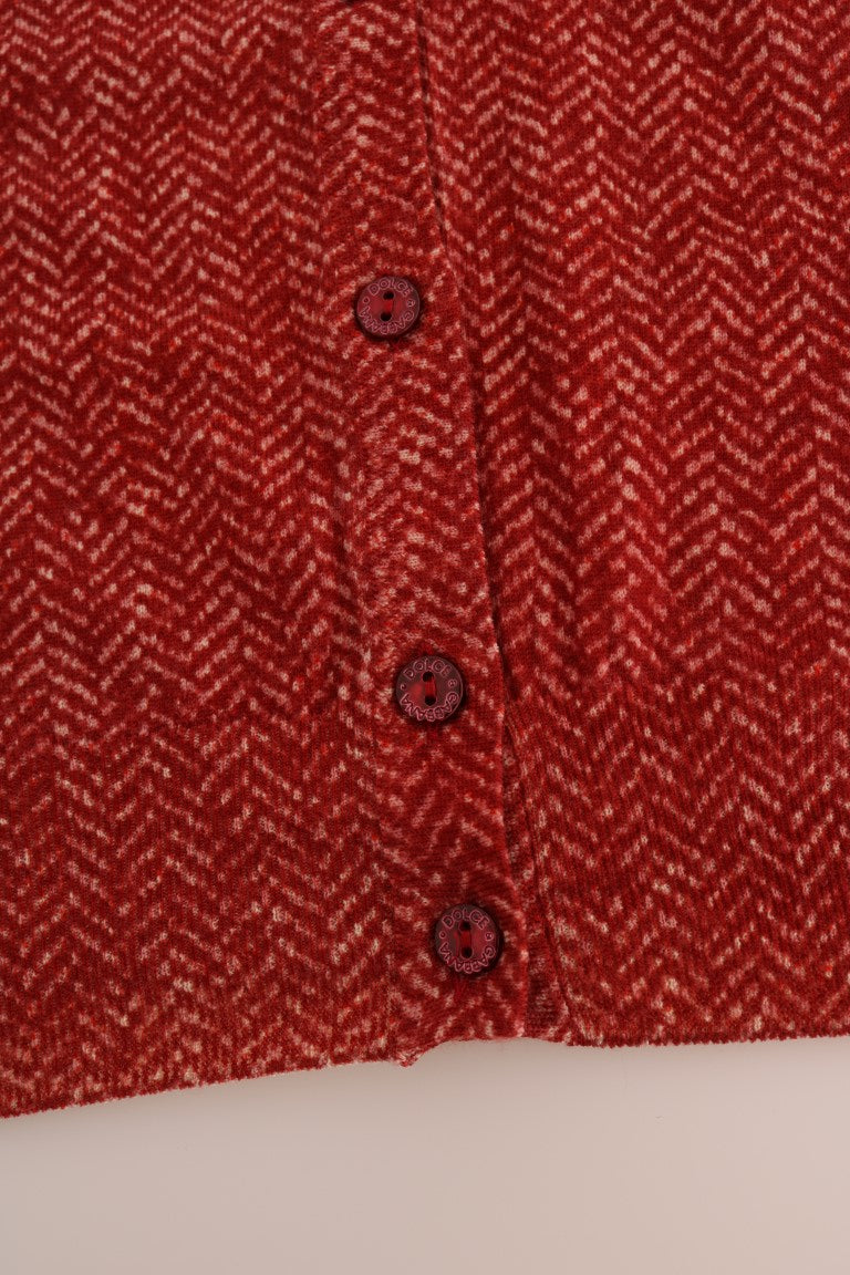 Dolce & Gabbana Red Wool Cardigan Sweater