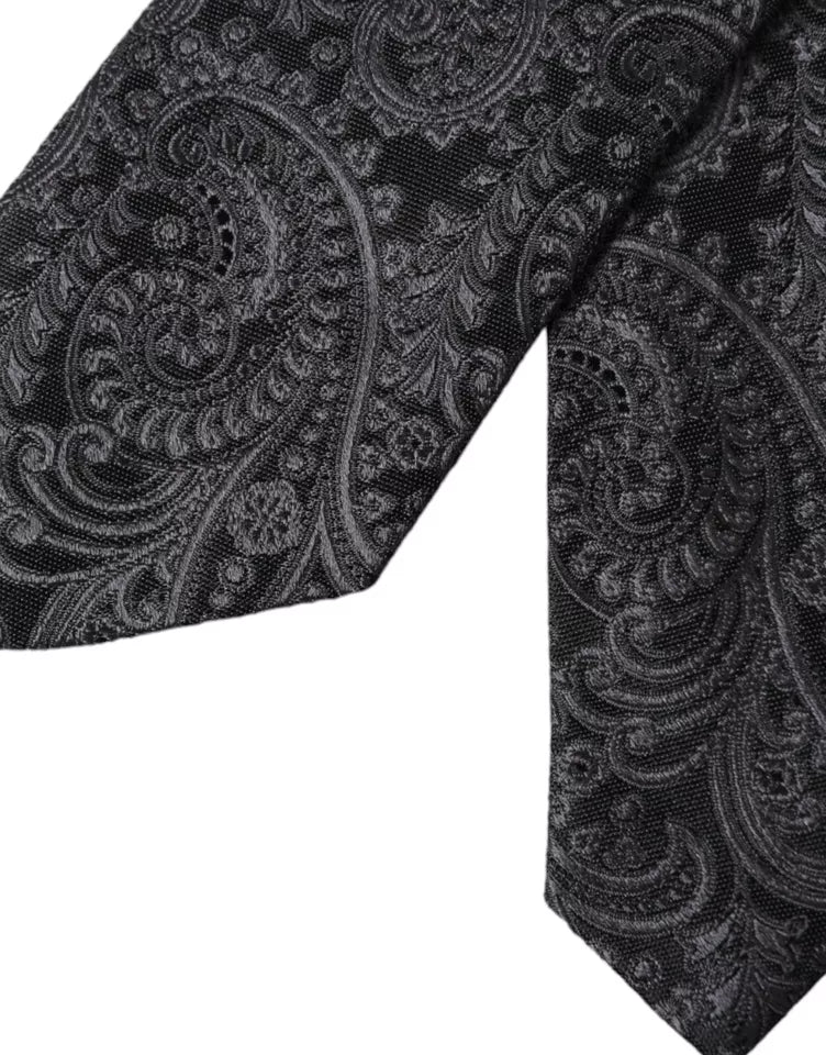 Dolce & Gabbana Gray Patterned 100% Silk Adjustable Men Tie