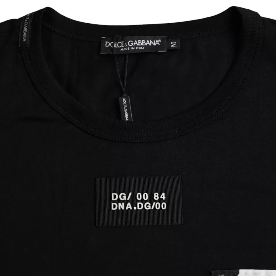 Dolce & Gabbana Black Cotton Pocket Short Sleeves Men T-shirt