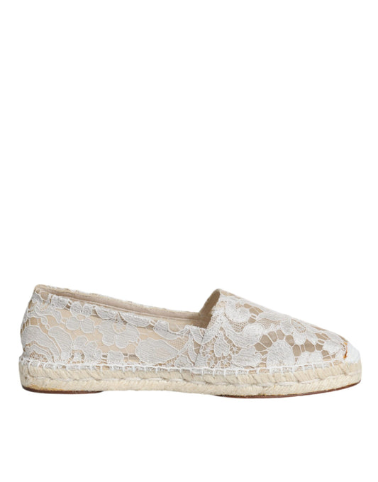 Dolce & Gabbana White Lace Viscose Espadrilles Flats Shoes