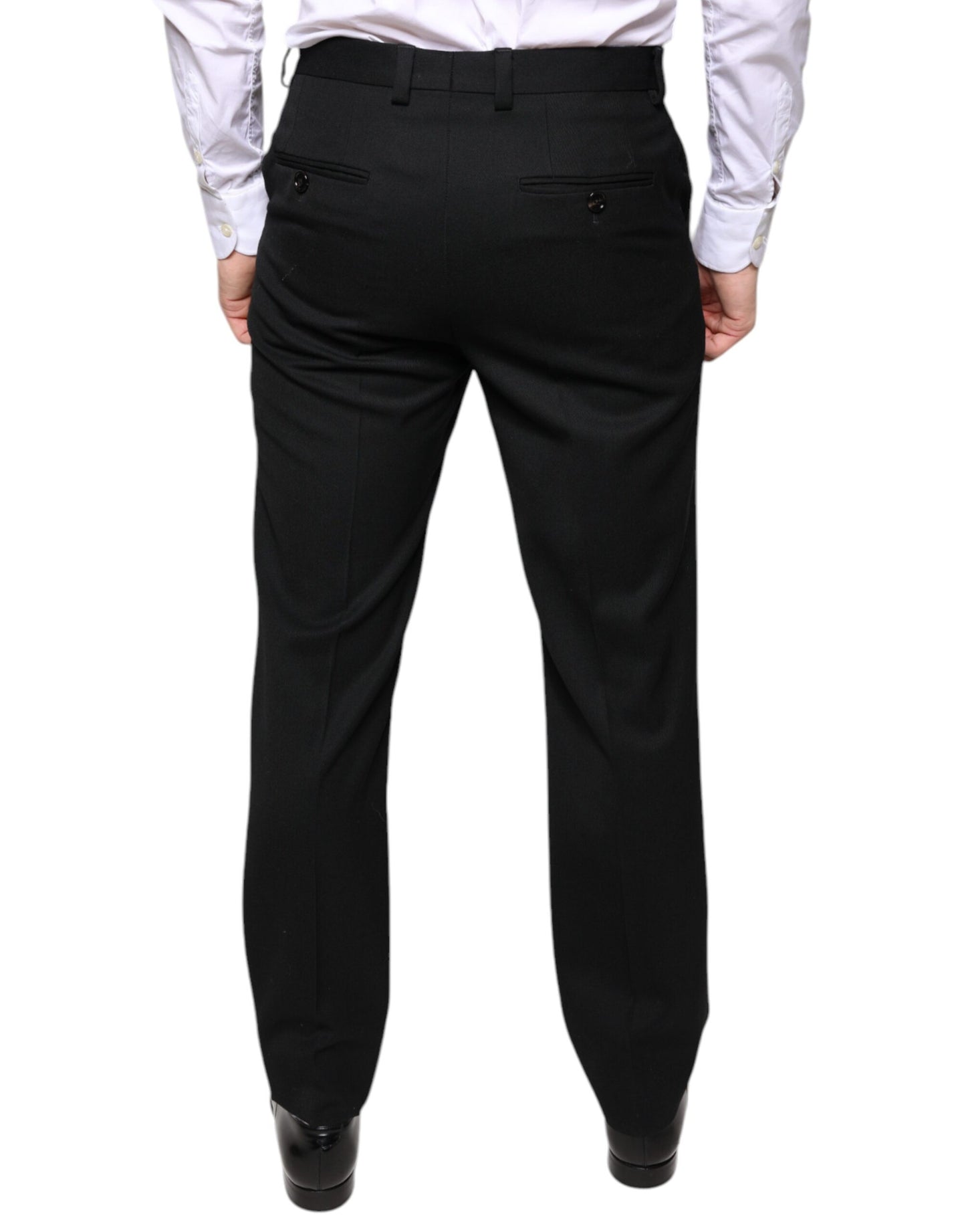 Dolce & Gabbana Black Wool Skinny Men Dress Pants