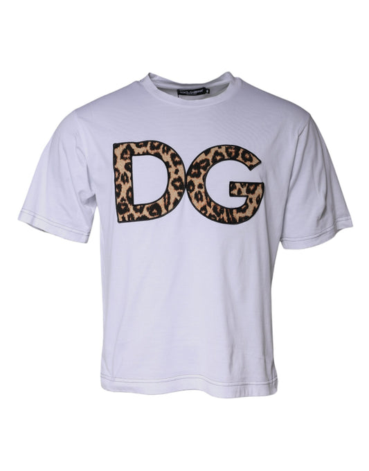 Dolce & Gabbana White DG Logo Cotton Shorts Sleeves T-shirt