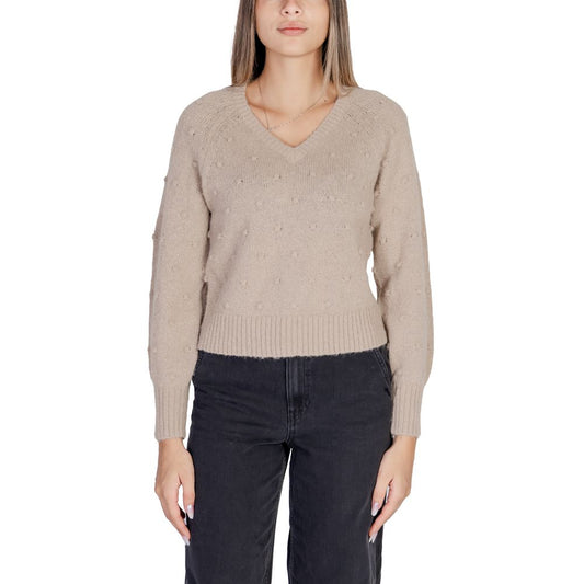 Vila Clothes Gold Polyester Sweater