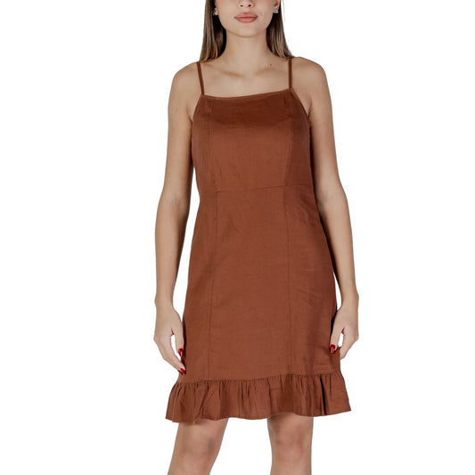 B.Young Brown Linen Dress