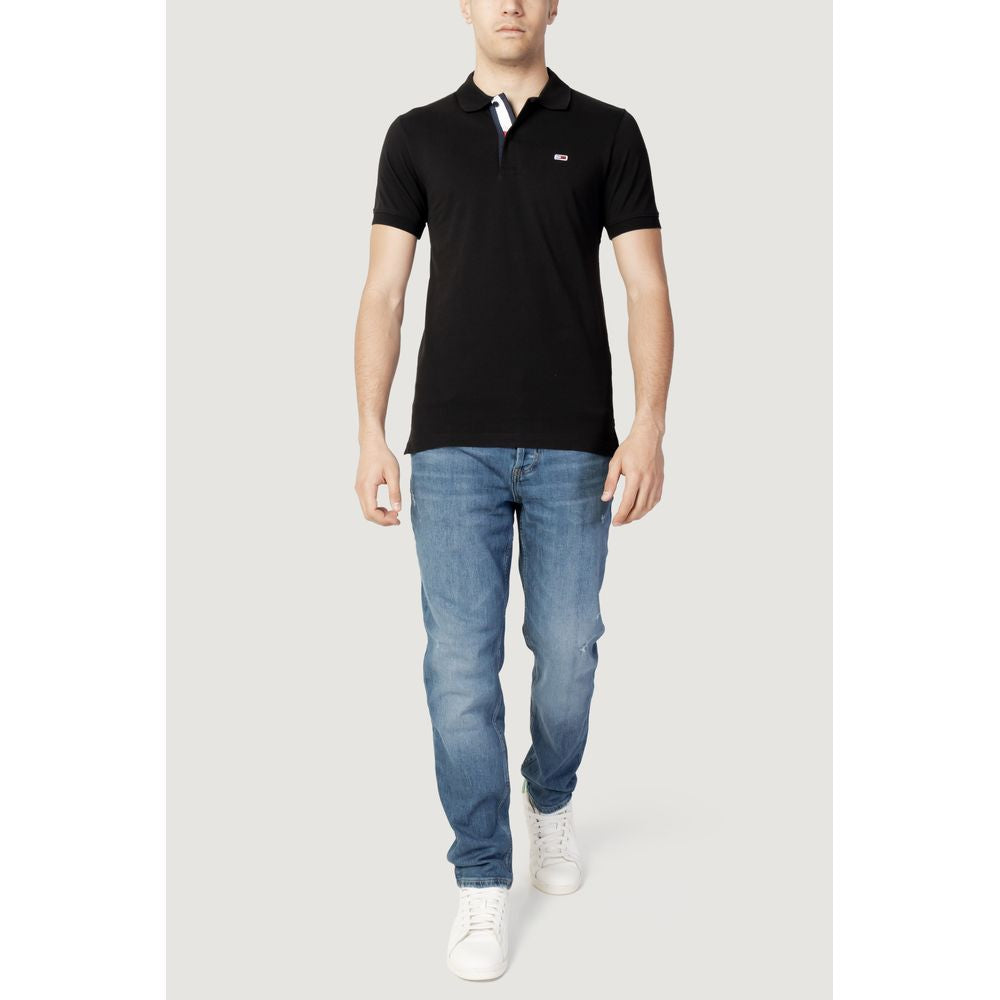 Tommy Hilfiger Jeans Black Cotton Polo Shirt