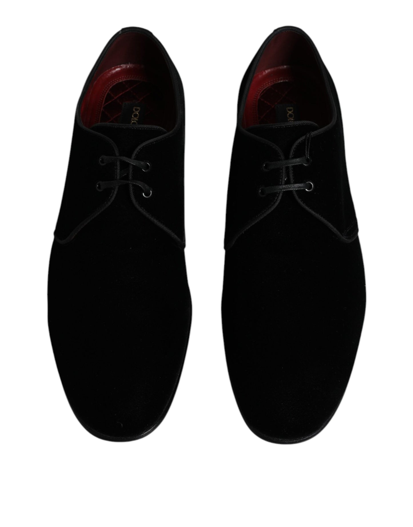 Dolce & Gabbana Black Velvet Leather Lace Up Derby Shoes