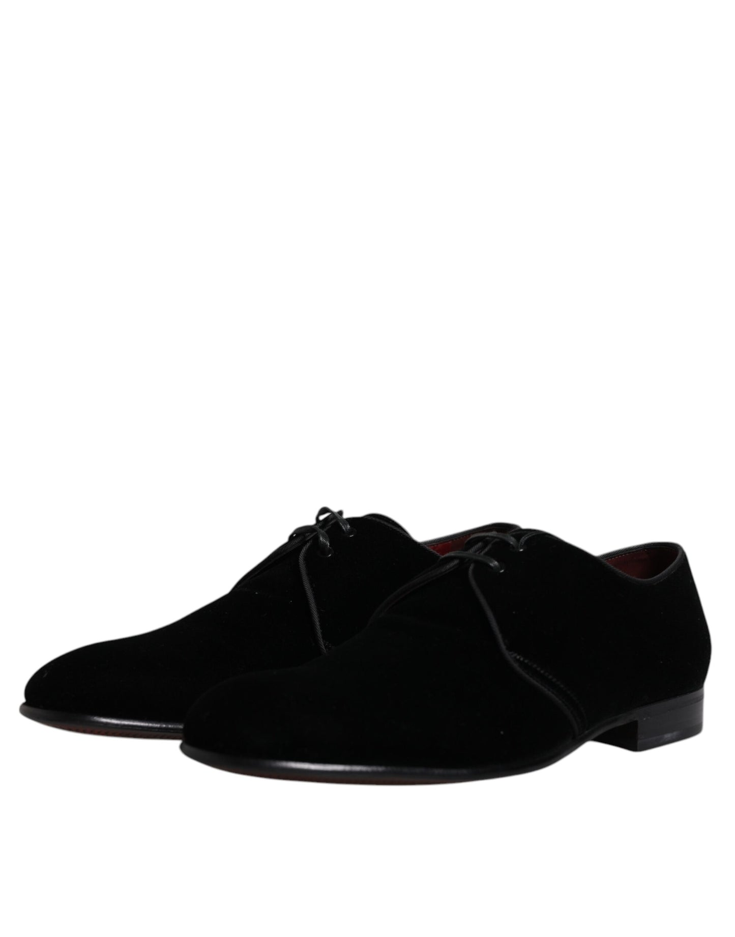 Dolce & Gabbana Black Velvet Leather Lace Up Derby Shoes