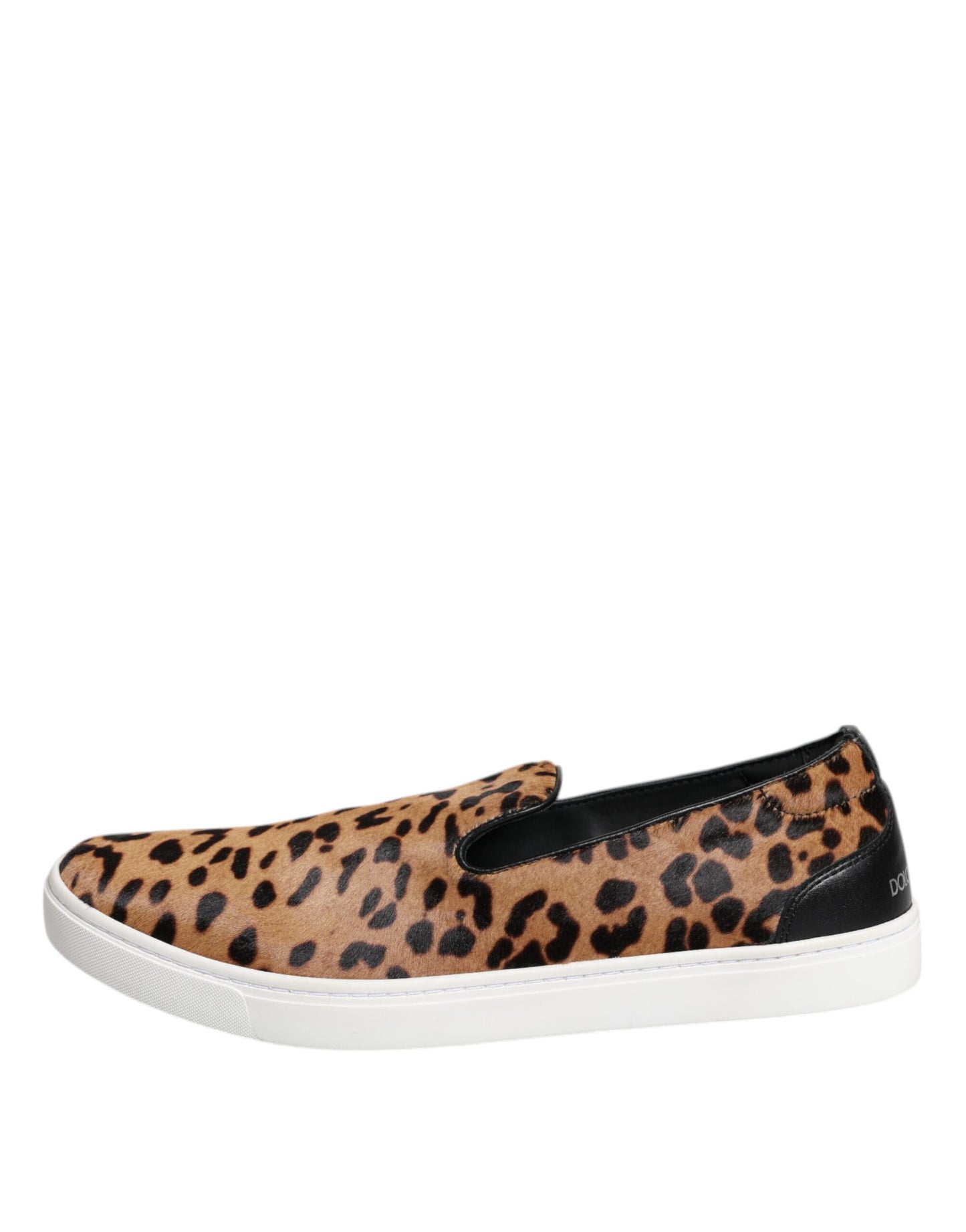 Dolce & Gabbana Brown Calfskin Fur Leopard Men Sneakers Shoes