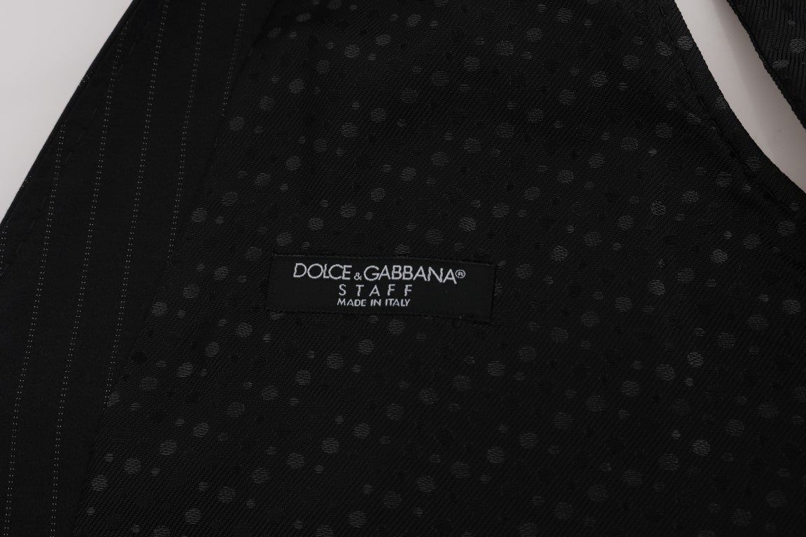 Dolce & Gabbana Elegant Gray Striped Men's Waistcoat Vest