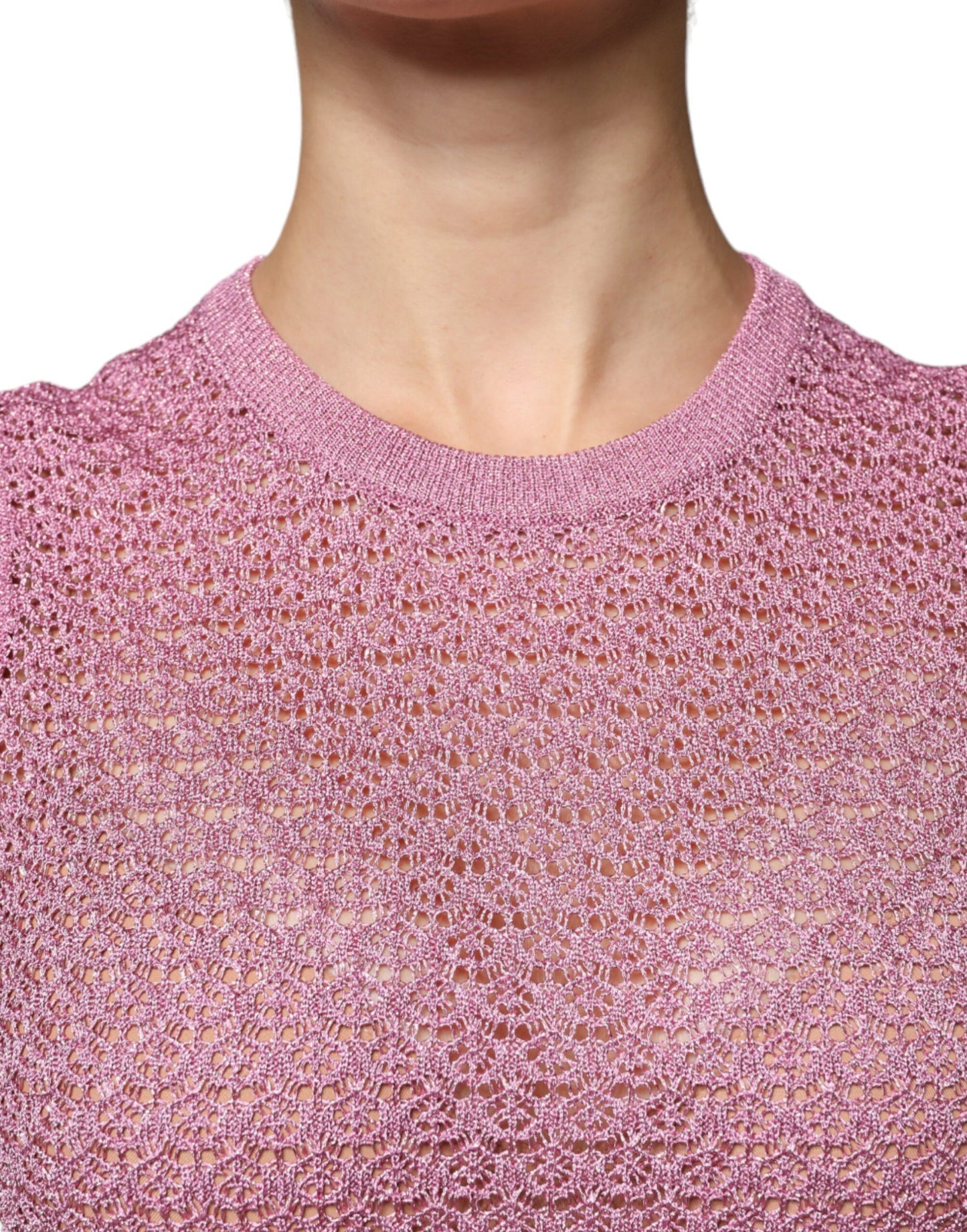 Dolce & Gabbana Pink Mesh See Through Sleeveless Tank Top