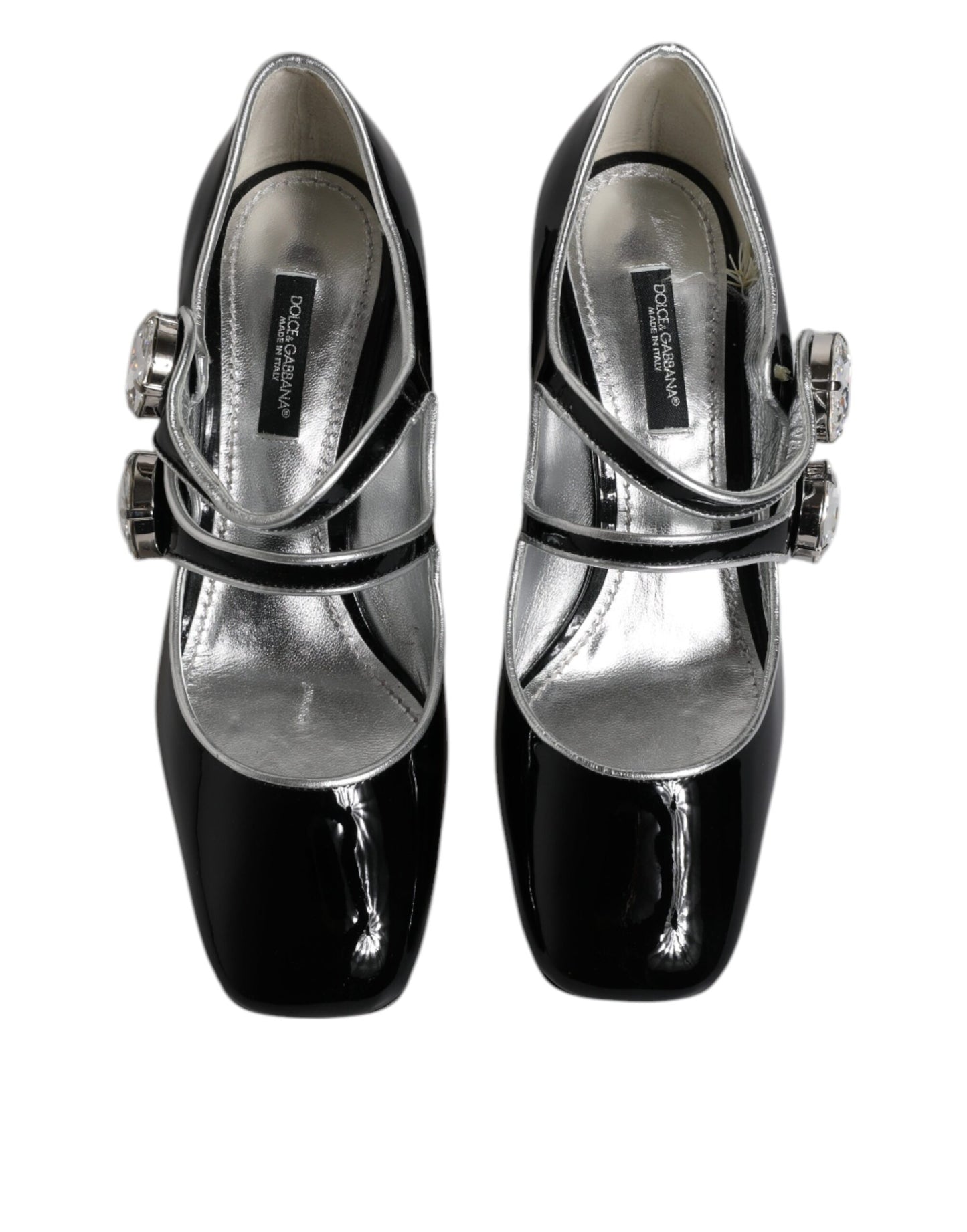 Dolce & Gabbana Black Patent Leather Crystal Mary Jane Pumps Shoes