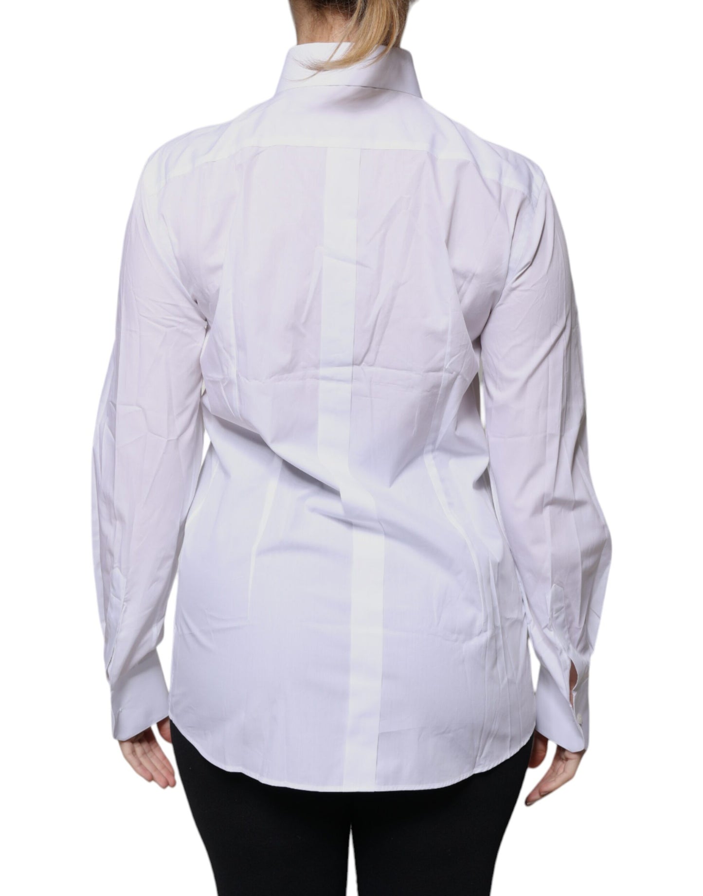 Dolce & Gabbana White Cotton Collared Long Sleeves Shirt Top