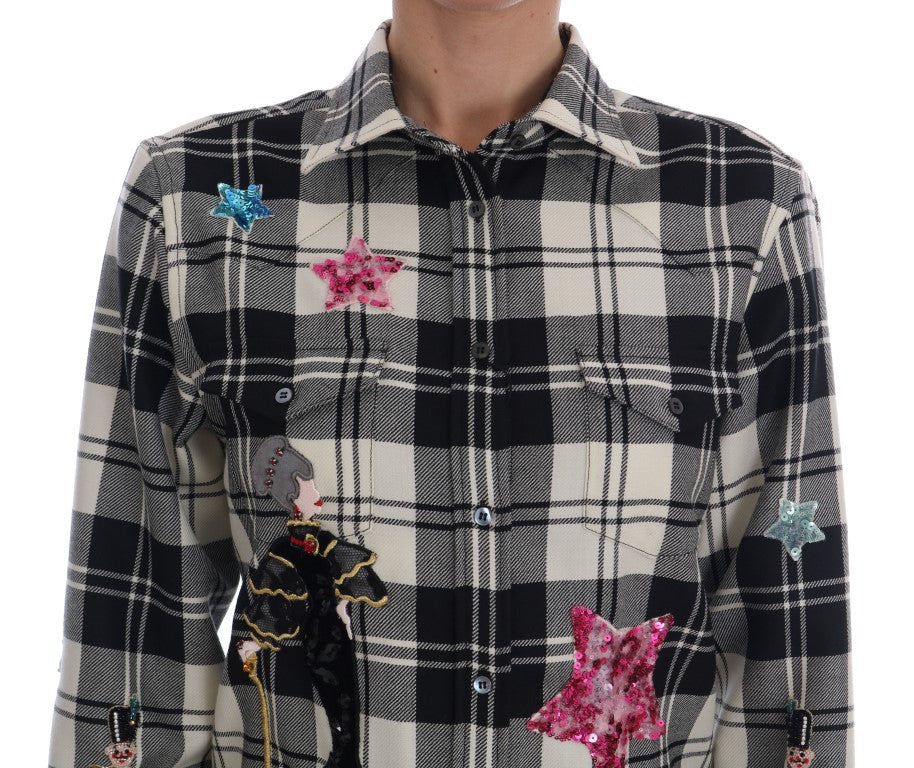 Dolce & Gabbana Enchanted Sequin Checkered Wool Shirt