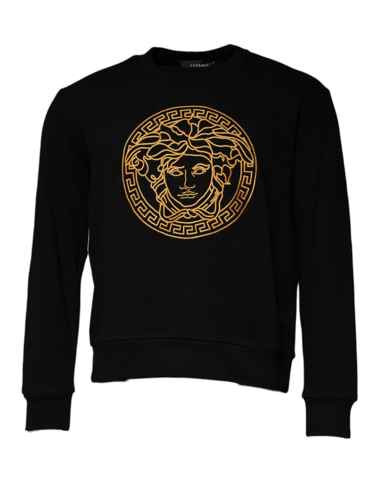 Versace Black Medusa Embroidery Crew Neck Pullover Sweater