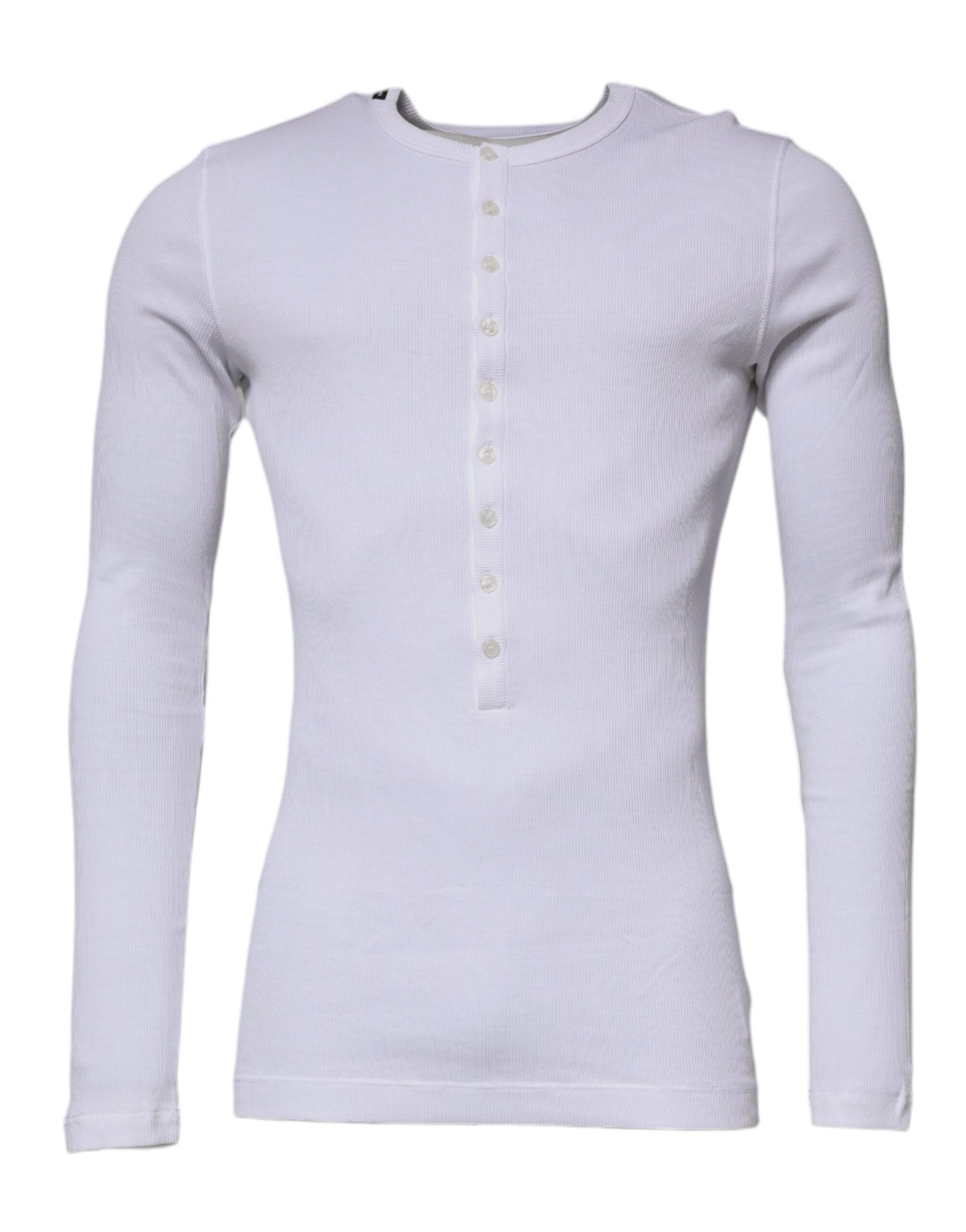 Dolce & Gabbana White Cotton Buttoned Men Pullover Sweater