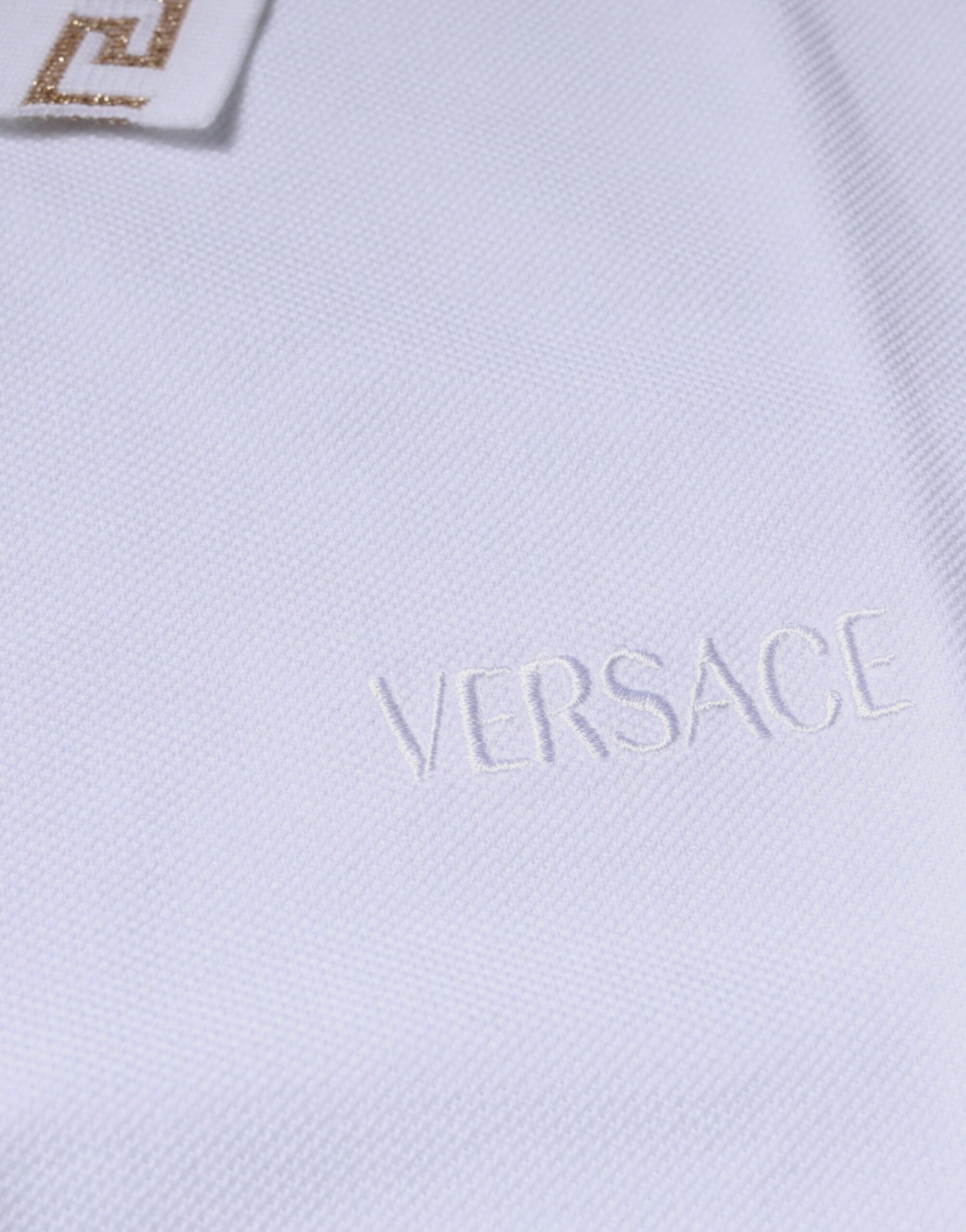 Versace White Viscose Collared Men Polo Short Sleeves T-shirt