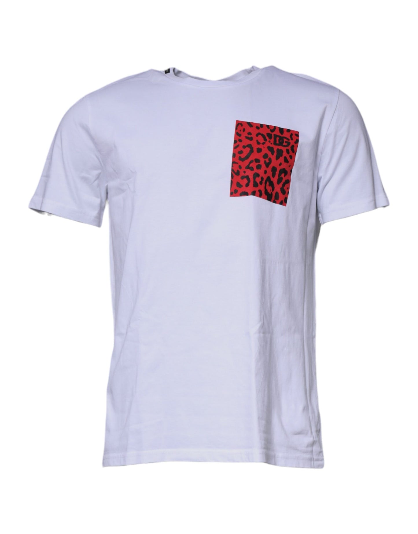 Dolce & Gabbana White Red Leopard Cotton Crew Neck T-shirt