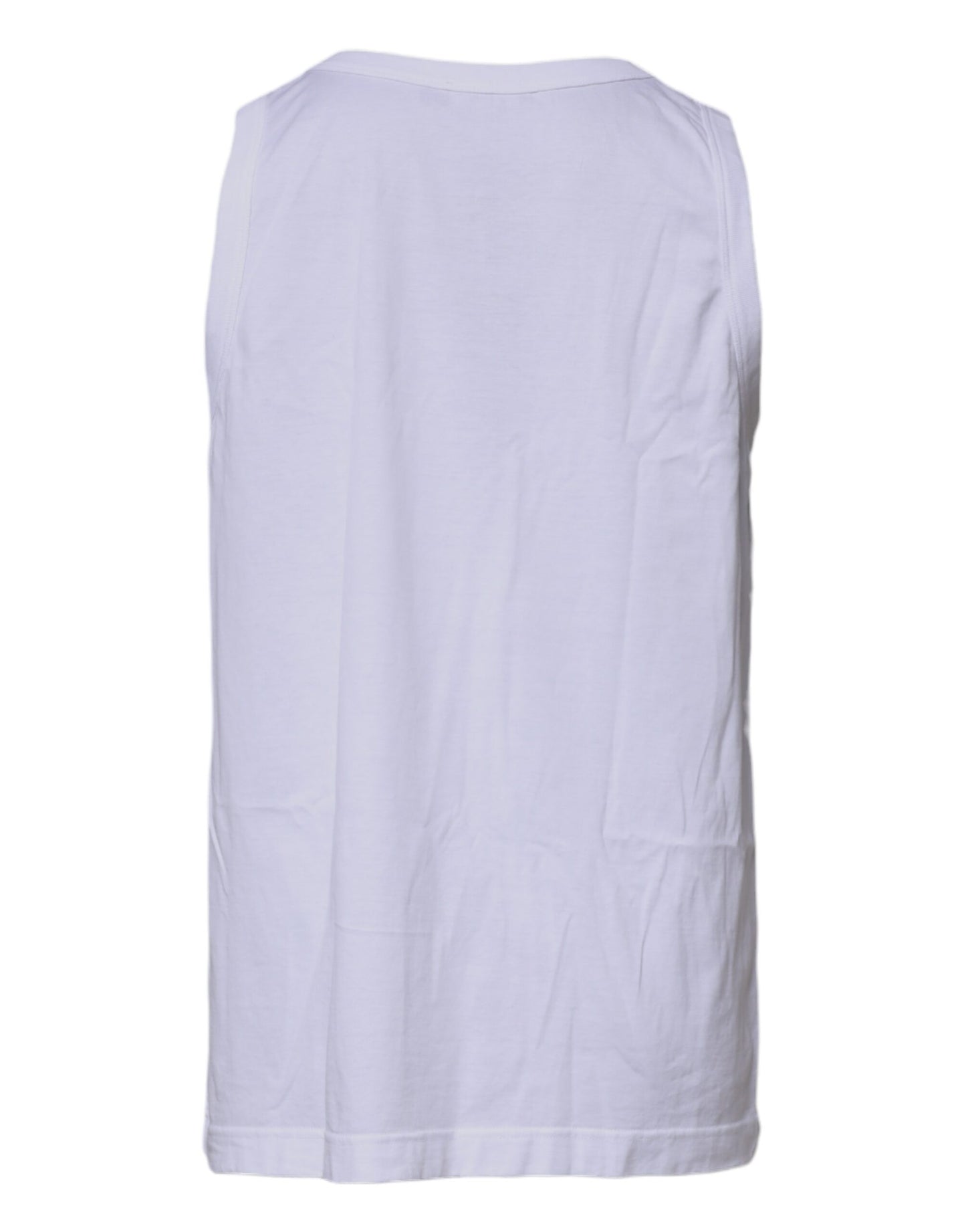 Dolce & Gabbana White Logo Cotton Sleeveless Tank T-shirt