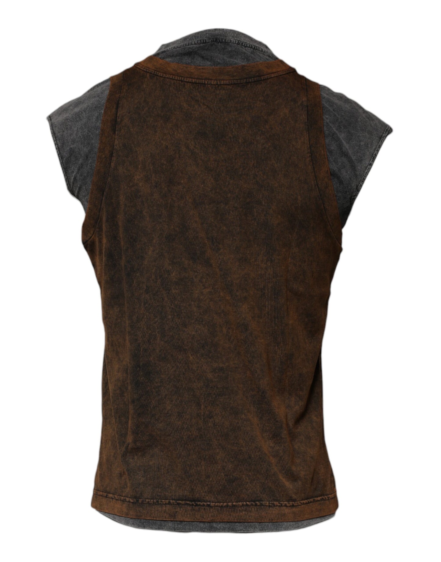 Dolce & Gabbana Brown Cotton Round Neck Sleeveless T-shirt