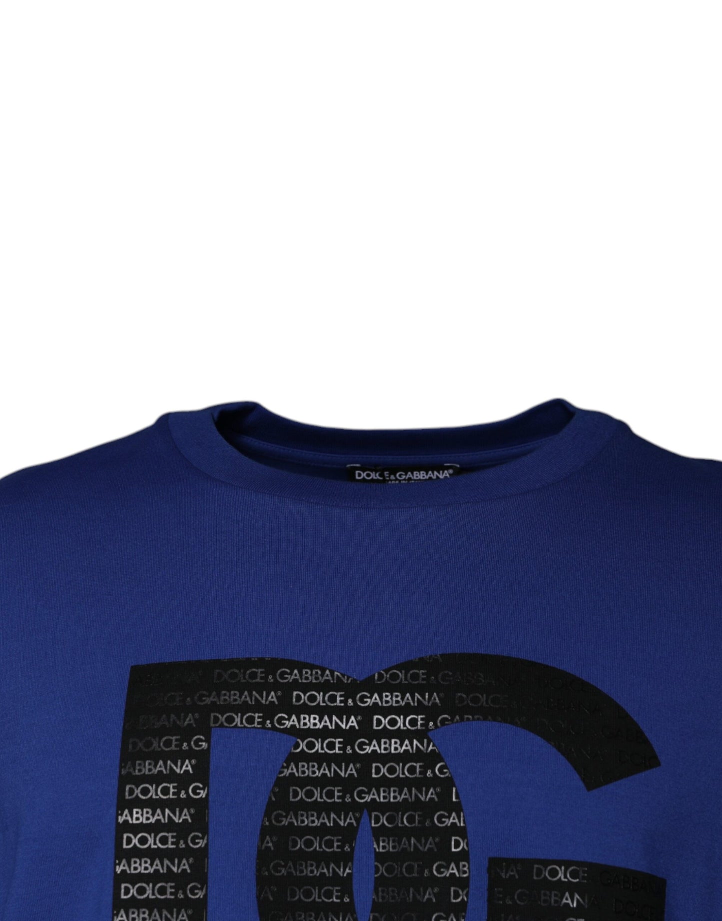 Dolce & Gabbana Blue Logo Print Cotton Men Crew Neck T-shirt