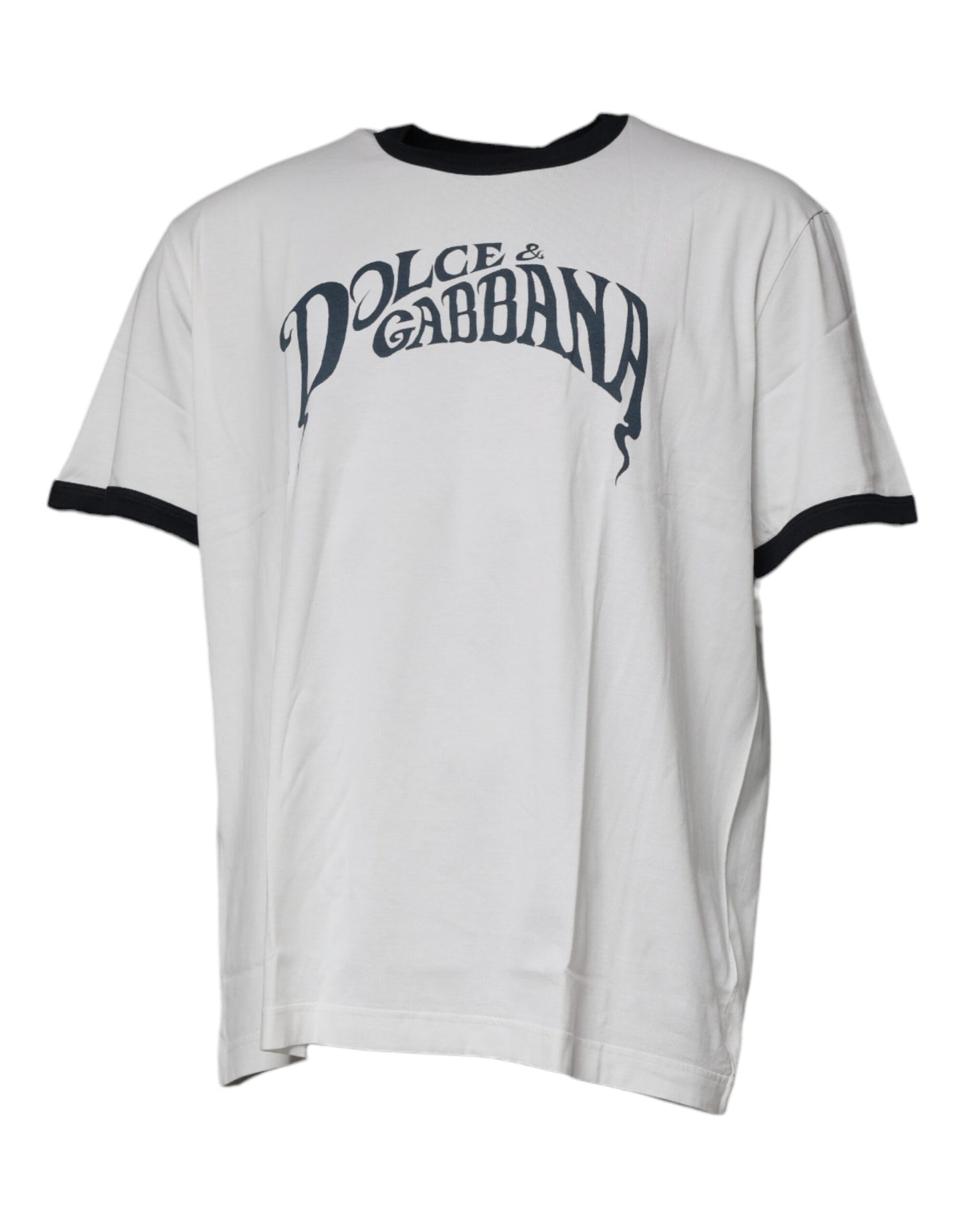 Dolce & Gabbana White Graphic Print Cotton Crew Neck T-shirt