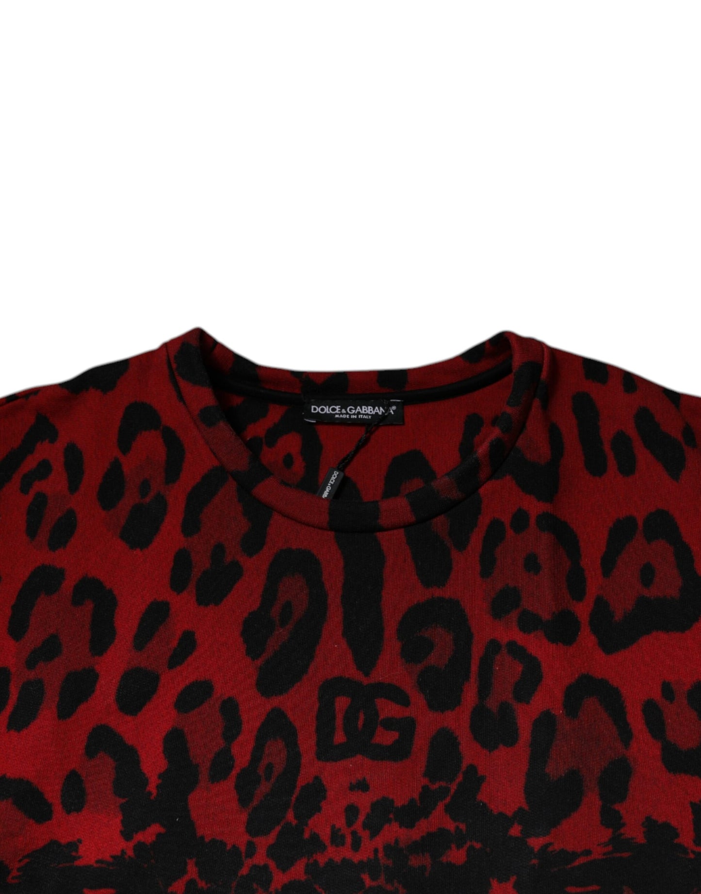 Dolce & Gabbana Red Leopard Print Cotton Sleeveless T-shirt