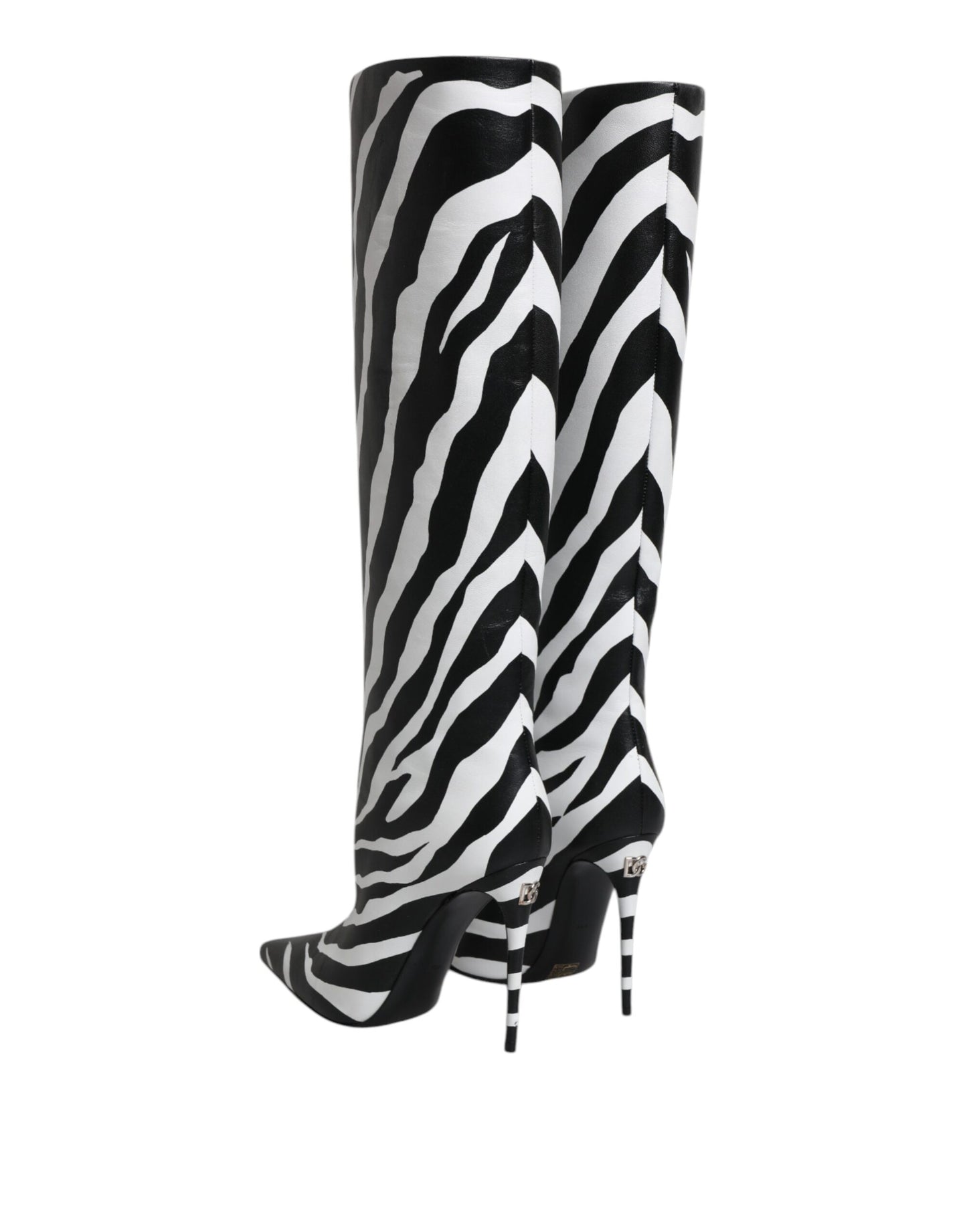 Dolce & Gabbana Black White Zebra Heels High Boots Shoes