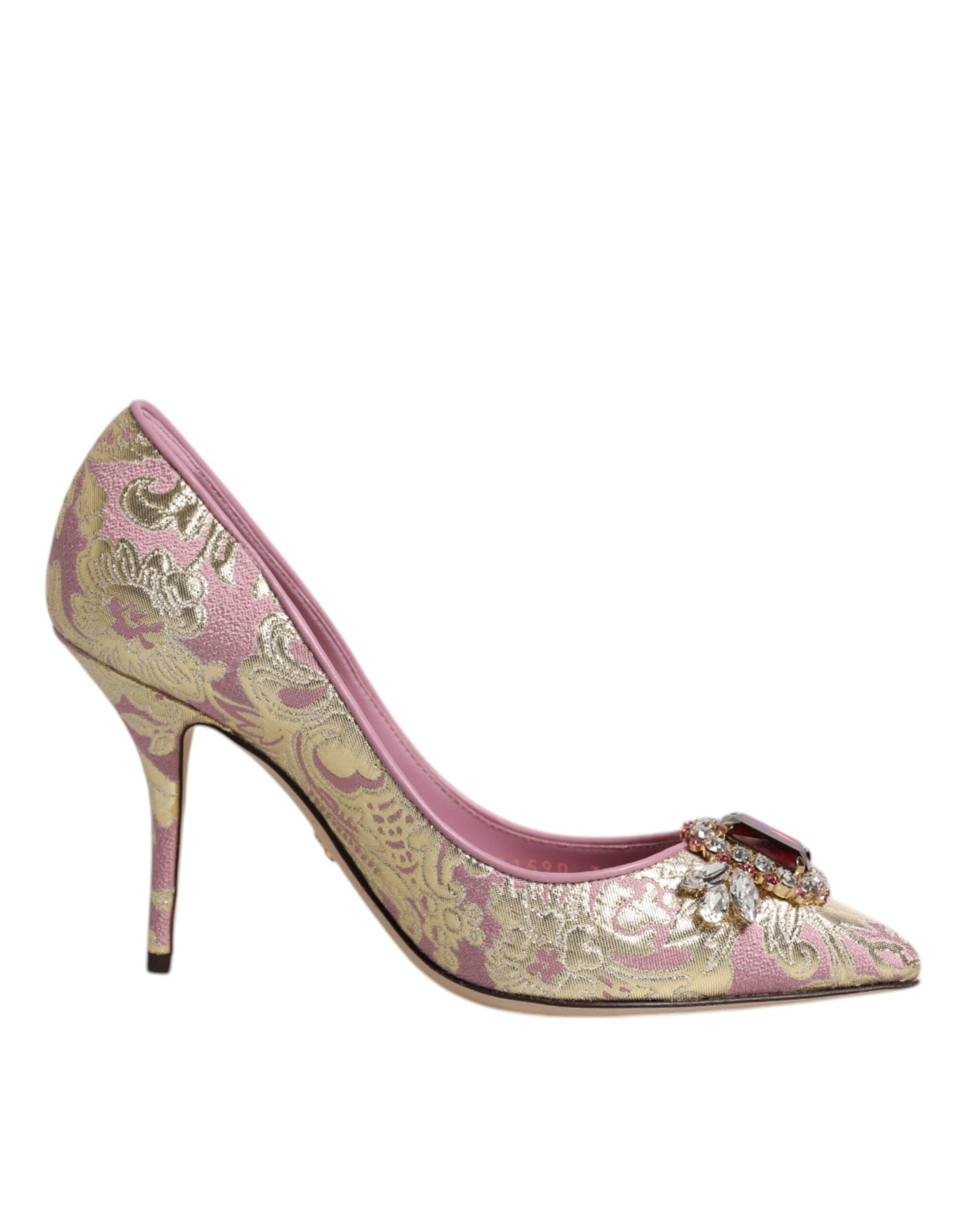 Dolce & Gabbana Pink Gold Jacquard Crystal High Heels Pumps Shoes