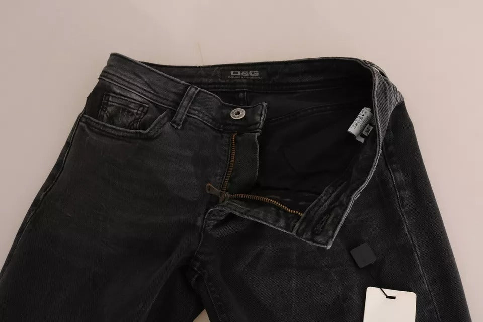 Dolce & Gabbana Black Slim Fit Cotton Jeans D&G Pants