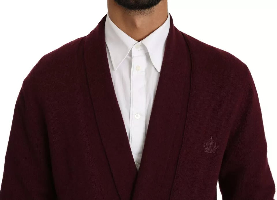 Dolce & Gabbana Bordeaux Cashmere Crown Cardigan Sweater