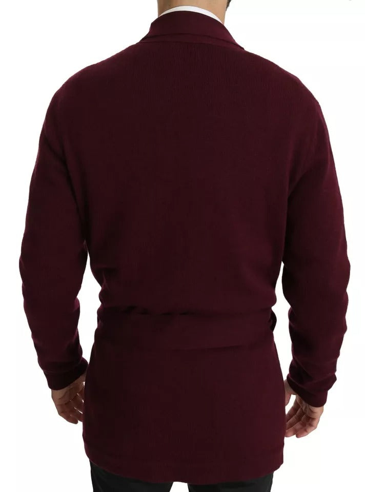 Dolce & Gabbana Bordeaux Cashmere Crown Cardigan Sweater